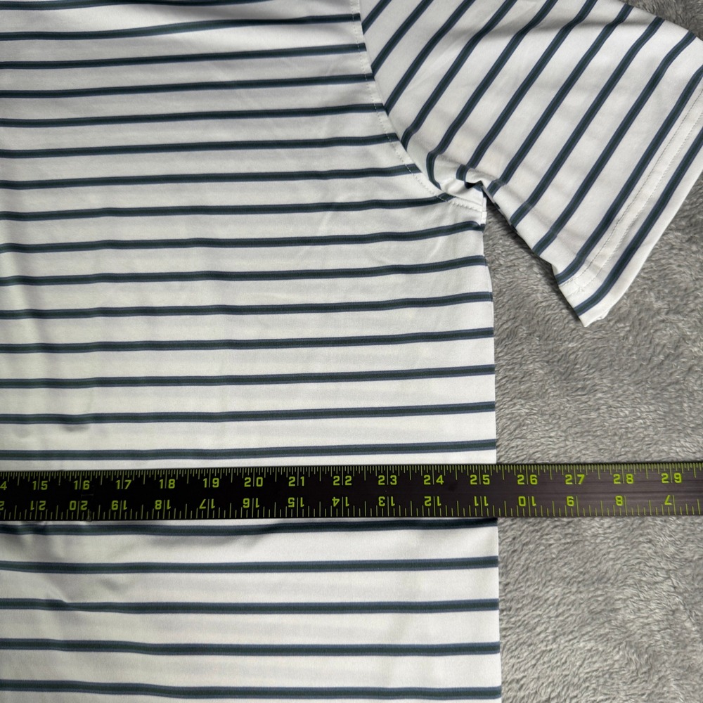 Stitch Golf Logo Polo Shirt White Blue Stripe Performance XL - Picture 9 of 11